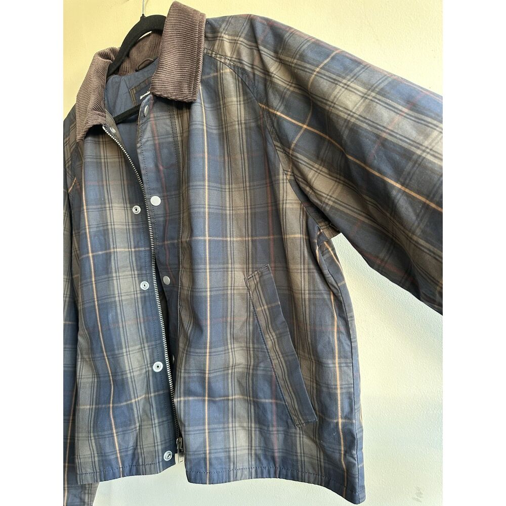NWT Abercrombie & Fitch Waxed Cotton Barn Jacket Plaid Corduroy Collar Large - Picture 8 of 15